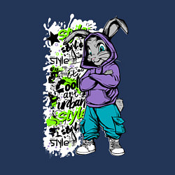 Свитшот хлопковый мужской Урбан граффити с кроликом, цвет: тёмно-синий — фото 2