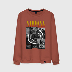 Свитшот хлопковый мужской Nirvana kurt krist dave, цвет: кирпичный