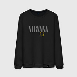 Свитшот хлопковый мужской Nirvana logo smile, цвет: черный