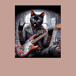 Свитшот хлопковый мужской Чёрный котяра рок гитарист, цвет: пыльно-розовый — фото 2