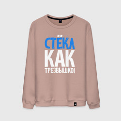 Свитшот хлопковый мужской Трезв как стёклышко, цвет: пыльно-розовый