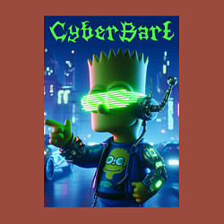 Свитшот хлопковый мужской Cyber Bart - neon glow ai art, цвет: кирпичный — фото 2