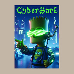 Свитшот хлопковый мужской Cyber Bart - neon glow ai art, цвет: миндальный — фото 2
