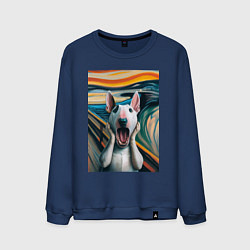 Свитшот хлопковый мужской Булли в картине крик - нейросеть, цвет: тёмно-синий