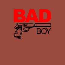 Свитшот хлопковый мужской Bad boy with gun, цвет: кирпичный — фото 2