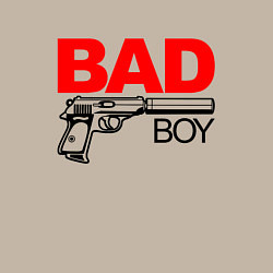 Свитшот хлопковый мужской Bad boy with gun, цвет: миндальный — фото 2