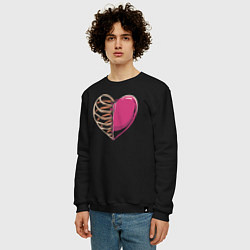Свитшот хлопковый мужской Сердце в груди, цвет: черный — фото 2