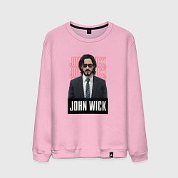 Свитшот хлопковый мужской Джон Уик в черных очках, цвет: светло-розовый