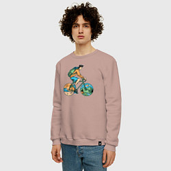 Свитшот хлопковый мужской Nature biker, цвет: пыльно-розовый — фото 2