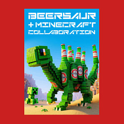 Свитшот хлопковый мужской Beersaur and Minecraft - collaboration ai art, цвет: красный — фото 2