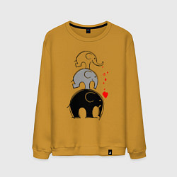 Свитшот хлопковый мужской Милые слоники, цвет: горчичный