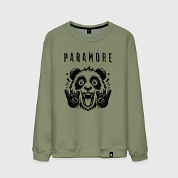 Свитшот хлопковый мужской Paramore - rock panda, цвет: авокадо