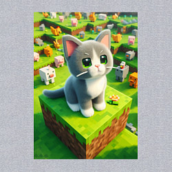 Свитшот хлопковый мужской Funny kitten - Minecraft ai art, цвет: меланж — фото 2