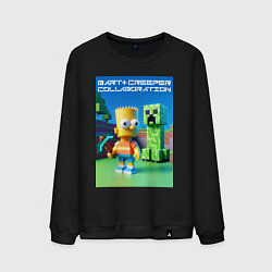 Свитшот хлопковый мужской Bart and Creeper - collaboration ai art, цвет: черный