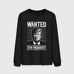 Свитшот хлопковый мужской Разыскивается Трамп, цвет: черный