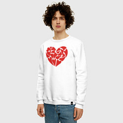 Свитшот хлопковый мужской Hearts of love, цвет: белый — фото 2