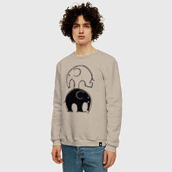 Свитшот хлопковый мужской Cute elephants, цвет: миндальный — фото 2