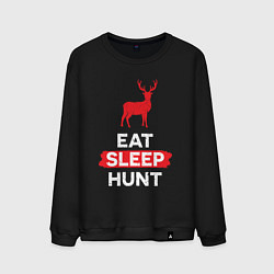 Свитшот хлопковый мужской Есть спать охотиться на оленей, цвет: черный