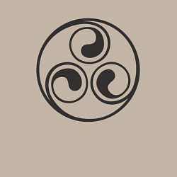 Свитшот хлопковый мужской Круглый черный трискелион, цвет: миндальный — фото 2