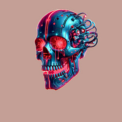 Свитшот хлопковый мужской Metal cyber skull - ai art, цвет: пыльно-розовый — фото 2