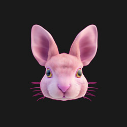 Свитшот хлопковый мужской Розовый заяц - портрет кролика, цвет: черный — фото 2