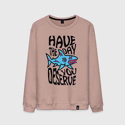 Свитшот хлопковый мужской Have the day you deserve, цвет: пыльно-розовый