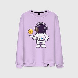 Свитшот хлопковый мужской Космонавт и планета, цвет: лаванда