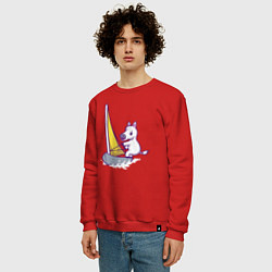 Свитшот хлопковый мужской Лошадь яхтсмен, цвет: красный — фото 2