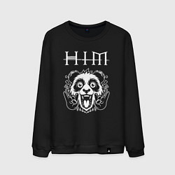 Свитшот хлопковый мужской HIM rock panda, цвет: черный