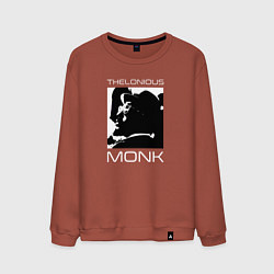 Свитшот хлопковый мужской Jazz legend Thelonious Monk, цвет: кирпичный