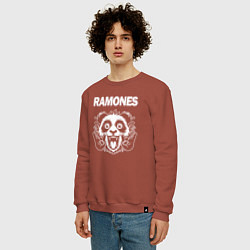 Свитшот хлопковый мужской Ramones rock panda, цвет: кирпичный — фото 2