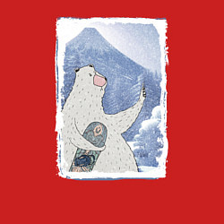 Свитшот хлопковый мужской Зимние медвежьи селфи, цвет: красный — фото 2