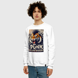 Свитшот хлопковый мужской Cool tiger - punks not dead, цвет: белый — фото 2