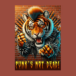 Свитшот хлопковый мужской Punks not dead - motto tiger, цвет: кирпичный — фото 2