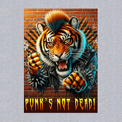 Свитшот хлопковый мужской Punks not dead - motto tiger, цвет: меланж — фото 2