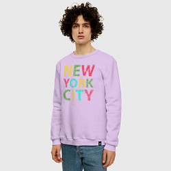 Свитшот хлопковый мужской New York city colors, цвет: лаванда — фото 2