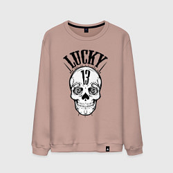 Свитшот хлопковый мужской Lucky skull, цвет: пыльно-розовый