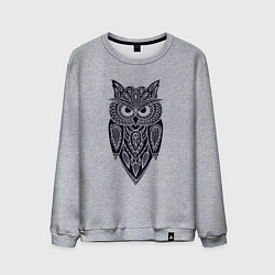 Свитшот хлопковый мужской Узорчатая сова, цвет: меланж