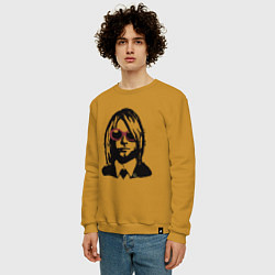 Свитшот хлопковый мужской Kurt Cobain Nirvana portrait, цвет: горчичный — фото 2