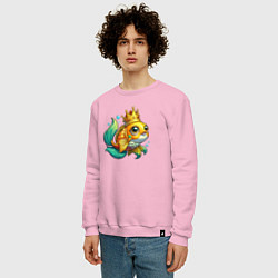 Свитшот хлопковый мужской Золотая рыбка в короне, цвет: светло-розовый — фото 2