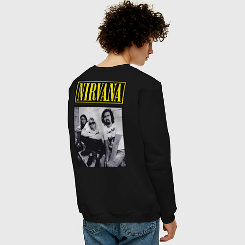 Мужской свитшот Нирвана нашивка на спине / Черный – фото 4