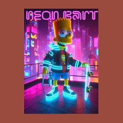 Свитшот хлопковый мужской Neon Bart - with skateboard ai art fantasy, цвет: кирпичный — фото 2