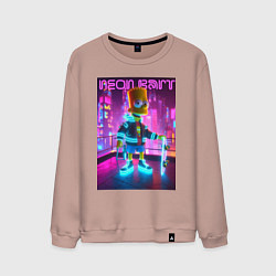 Мужской свитшот Neon Bart - with skateboard ai art fantasy