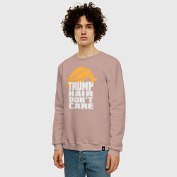 Свитшот хлопковый мужской Trump hair dont care, цвет: пыльно-розовый — фото 2