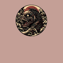 Свитшот хлопковый мужской Жуткая рыба монстр, цвет: пыльно-розовый — фото 2