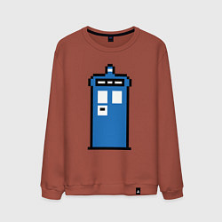 Свитшот хлопковый мужской Tardis pixels, цвет: кирпичный