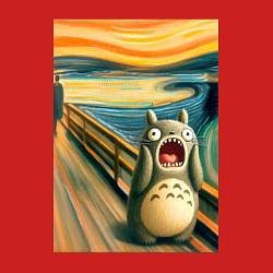 Свитшот хлопковый мужской Тоторо кричит - мем нейросеть, цвет: красный — фото 2