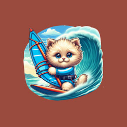 Свитшот хлопковый мужской Котик и виндсерфинг, цвет: кирпичный — фото 2