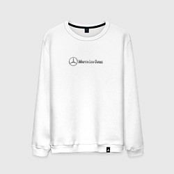 Свитшот хлопковый мужской Mercedes benz logo grey, цвет: белый