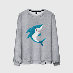 Свитшот хлопковый мужской Веселая добрая акула, цвет: меланж